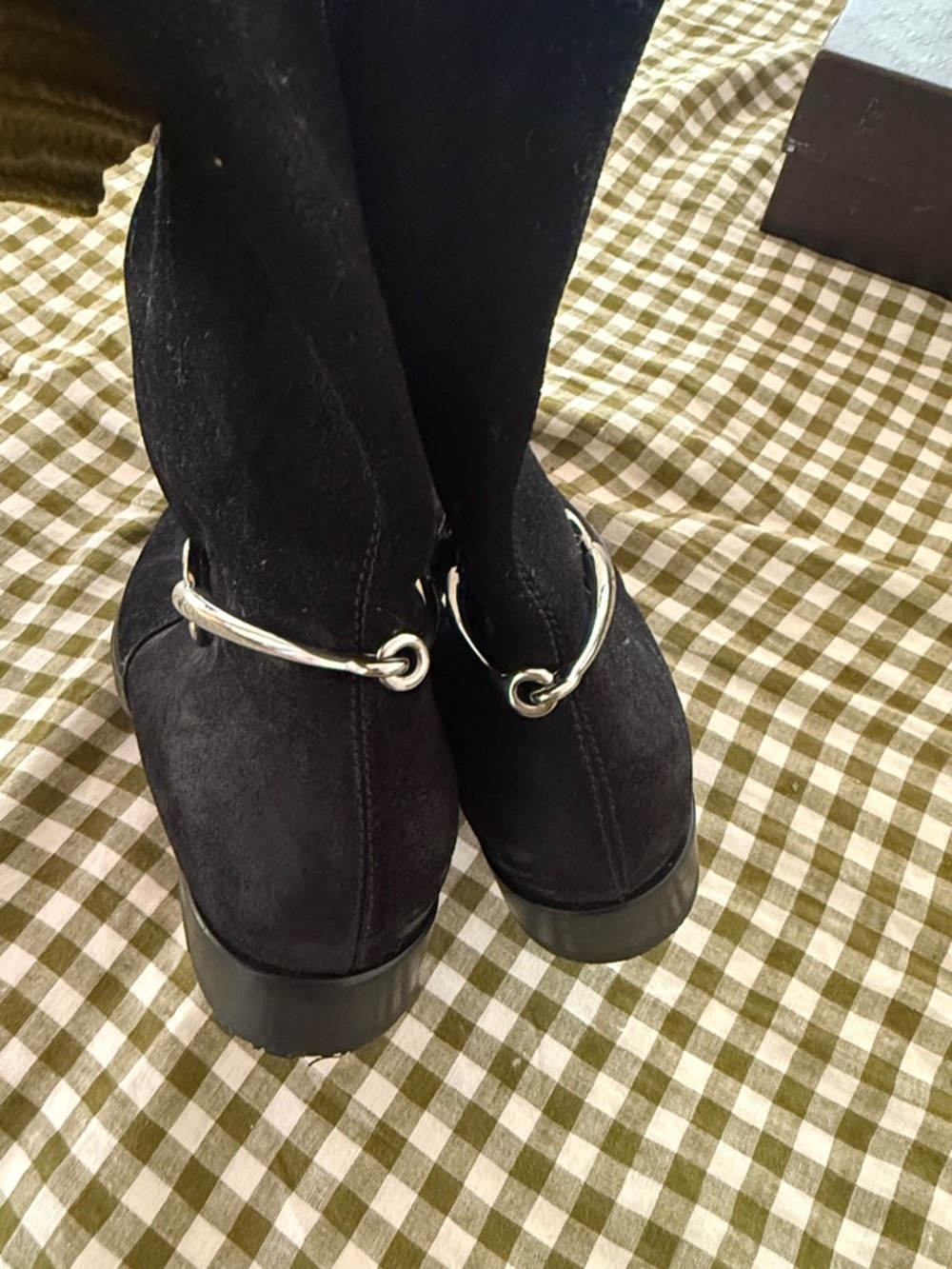 Gucci Black Suede Mid-Calf Boots with Silver Horsebit - Picture 4 of 4
